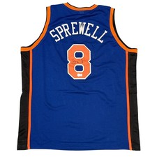 Latrell Sprewell Signed New York Knicks Custom Jersey Beckett Witness BAS COA
