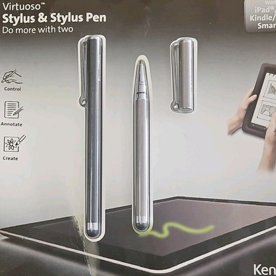 Kensington Virtuoso Stylus & Pen Gunmetal Metal Clip, Replaceable Refill A1226A