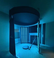 360 photo booth video rotating platform with light enclosure