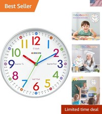 Colorful 10-Inch Analog Kids Learning Clock -...