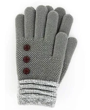 Britt's Knits Gray Ultra Soft Button Accent Gloves