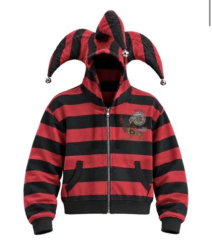 Bravest Studios Jester Hoodie Red And Black Size Large Limited Ships ASAP Rare  - product listing photo