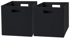 Better Homes & Gardens Fabric Cube Storage Bins (12.75" x 12.75"), Black,2 Pack