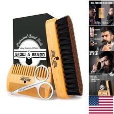 Eco-Friendly Men  s Beard Brush and Comb Set with Scissors - Perfect Gift