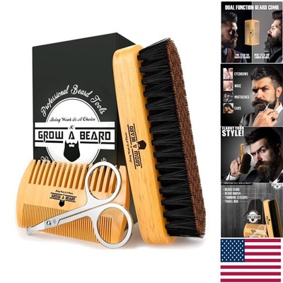 Eco-Friendly Men s Beard Brush and Comb Set with Scissors - Perfect Gift