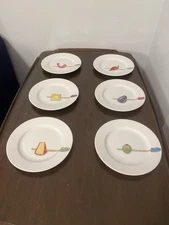 Crate & Barrel Tidbits Appetizer Plates 6.5" Set of 6 by Nancy Green
