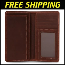 Classic Cowboy Bifold Wallet for Men - Hunter Brown Leather with Ample Storage