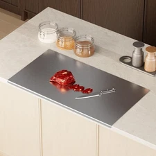 tonchean 304 Stainless Steel Chopping Board w/Lip,Large Steel Cutting Board