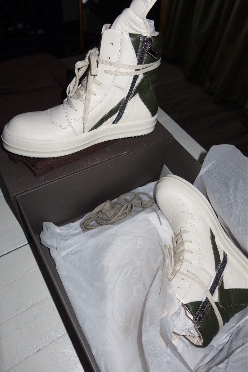 Rick Owens Geobasket Size 41 White Green | eBay