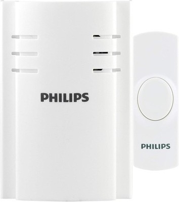 Philips Wireless Door Chime Plug-In White DES2120W/27 with Push Button Tested L6