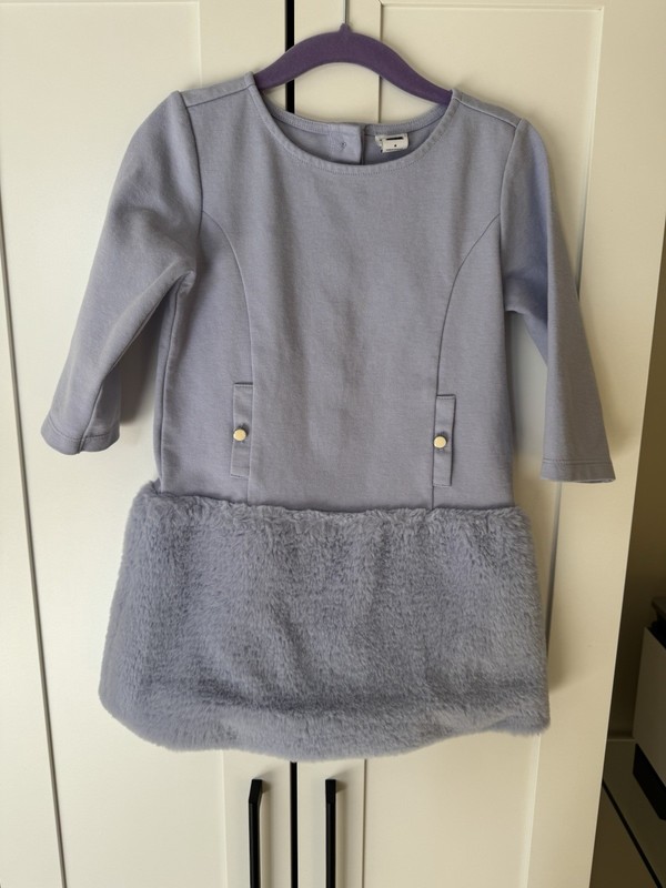 Janie And Jack Girls Size 5 Light Blue Fur Dress