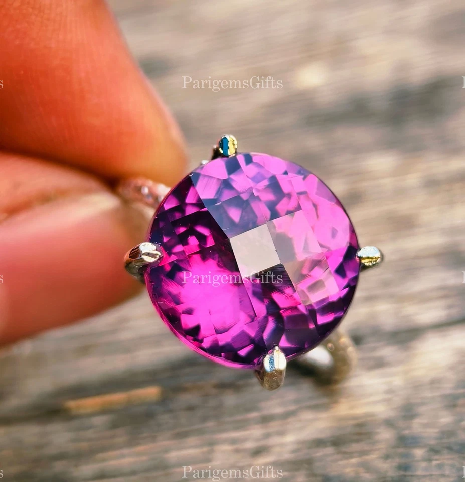 Anello di fidanzamento da donna in argento sterling regolabile con zaffiro viola - Immagine 3 di 4