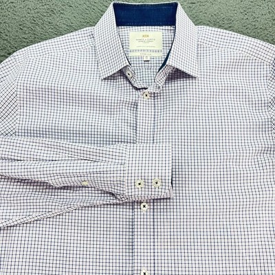Hawes & Curtis Jermyn Street Fitted Slim Check Dress Shirt Men 16 34