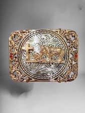 Praying Cowboy Western Style Belt Buckle Hebilla Vaquero con Oracion Vaquero