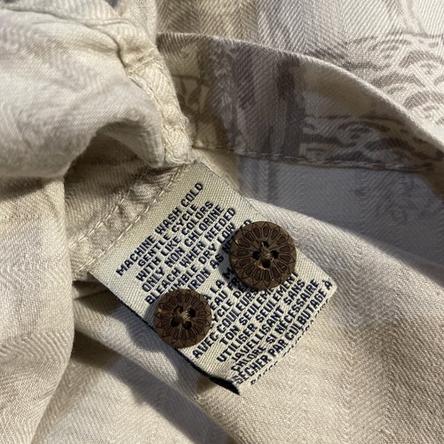 Caribbean Joe 100% Silk Hawaiian Button Down Shirt Large Tan Beige Tropical - Picture 7 of 7