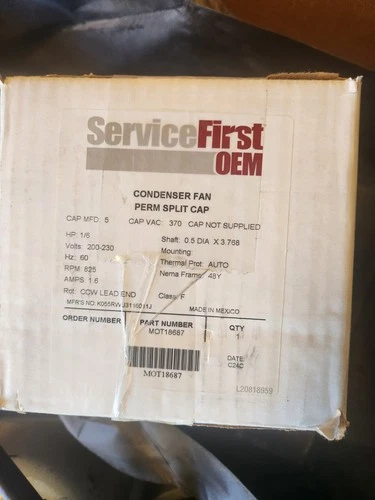 MOT18687 Trane Motor 1/6Hp 200-230V 825Rpm (NEW)