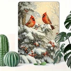 Vintage Rustic Cardinals Holly Berries Wall Art Tin Metal Signs Home Décor 8x12