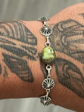 STERLING SILVER NATIVE AMERICAN SW PALOMINO TURQUOISE CONCHO LINK BRACELET .925