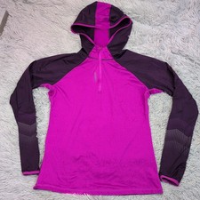 Reebok Sweatshirt Womens M Purple Hoodie Running Athletic Half Zip Comfort