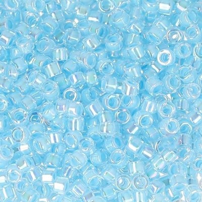 Miyuki Delica Seed Beads Size 11/0 Lined Sky Blue AB 7.2GM Tube (DB057)