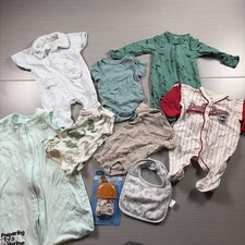 Newborn Boy 7 Piece Clothing Lot Carters Huggies Baseball Halo SleepSack Cute