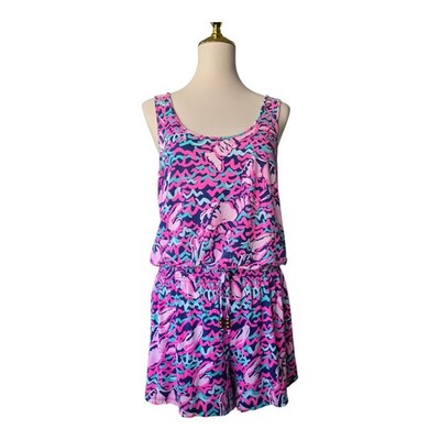 Lilly Pulitzer Romper Women's M Lobstah Roll Tala Beachy Coastal Tropical Cruise
