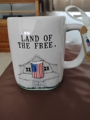#ad Rae Dunn New USA “Land Of The Free” 3D Mug AMERICA 4th Of July Patriot Veteran $21.99