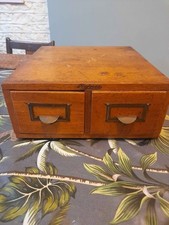 Vintage Antique Index Card Filing Drawer Cabinet, Desk Top