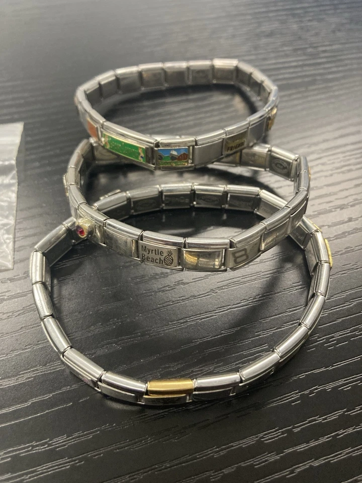 Conjunto de pulsera de acero inoxidable Pugster conjunto de dijes italianos cestas de enfermería Vegas Foto 2 de 4