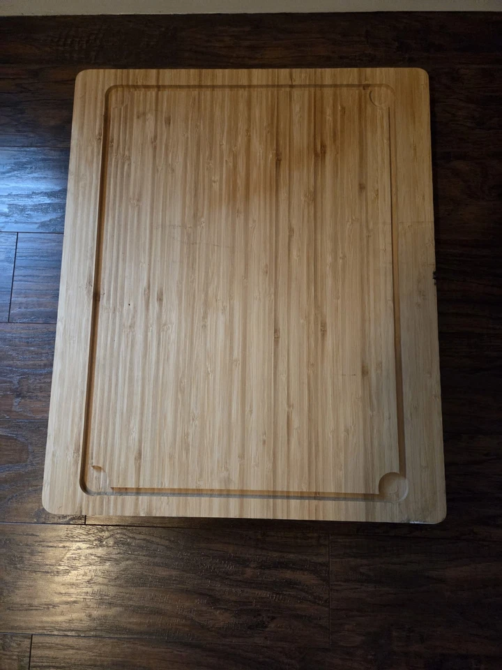 Extra Large Bamboo Kitchen Cutting Board Wood Chopping Board Butcher Block 18x12 - Image 3 of 4