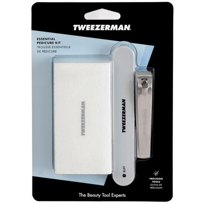 TWEEZERMAN Edelstahl Zehennagelknipser + Pediküre Set Peelingstein