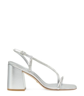 Stuart Weitzman Damen Soiree Sandalen Silber Größe EU 38 UVP 575£