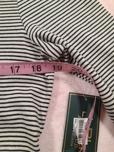 NWT RL Lauren Ralph Women Striped Ruffle Dress 3/4 Sleeve Scoop Neck Size XL - Picture 8 of 10