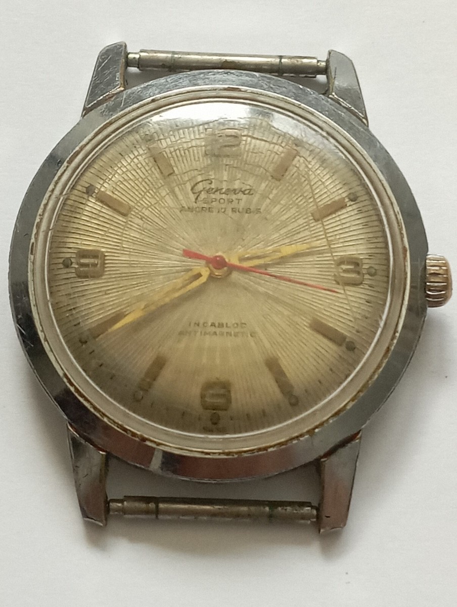 VINTAGE Geneva Sport Ancre 17 rubis incablock military watch cal