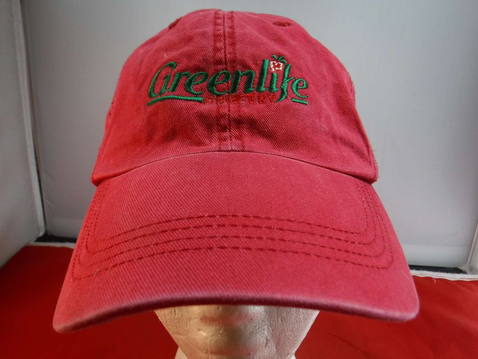 FC8 Greenlife Grocery Red Embroidered Logo Ball Cap Hat