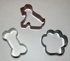 Wilton Dog Cookie Cutters Paw Bone Sitting Dog Metal Enameled Set of 3