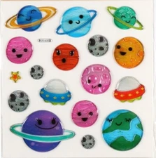 Happy Planets Space Epoxy 3D Stickers Planner Papercraft Journal Party