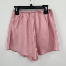 Vintage Sleep Shorts Womens S Pink Satin Lingerie Sleepwear Elastic Waist