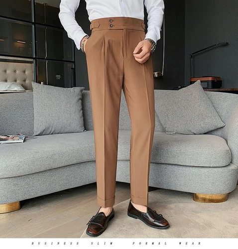 Fashion Trousers Men's Business High Waist Straight Pants Business Casual Formal - Bild 10 von 21