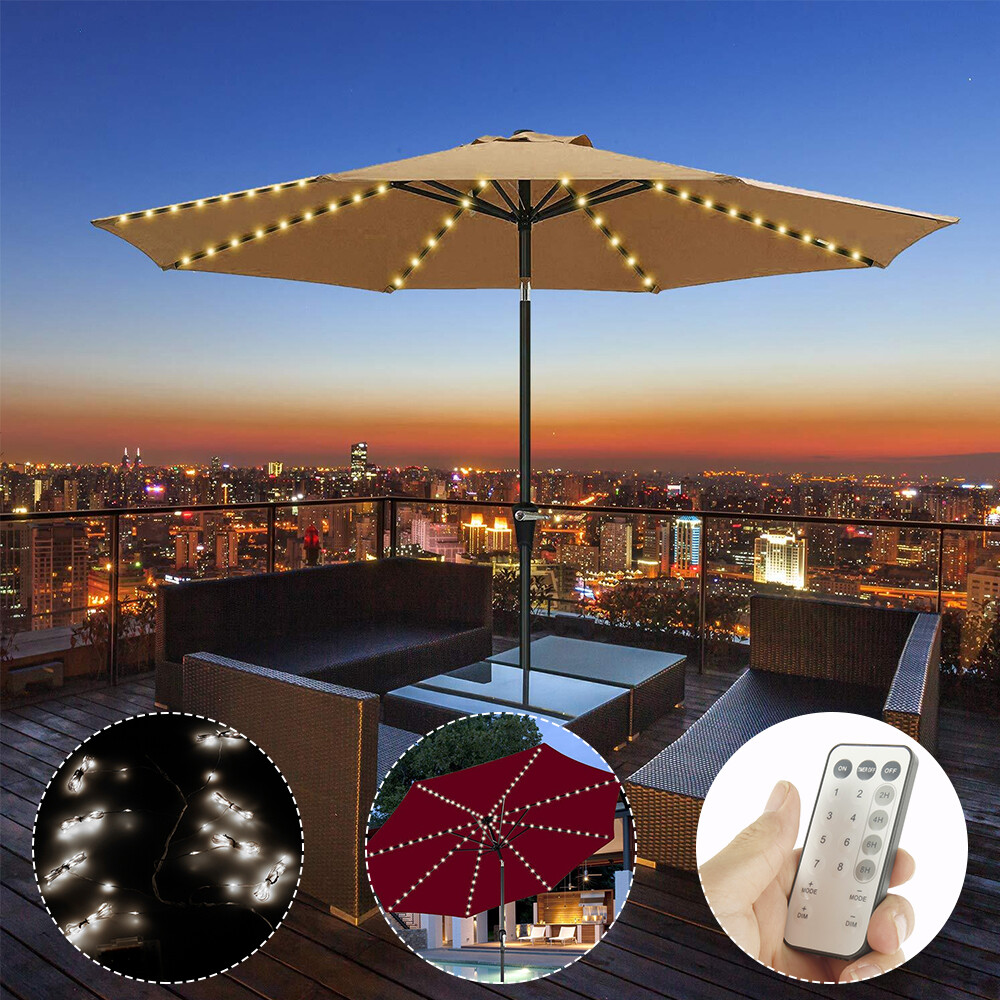 Garden Parasol Led Umbrella Rectangular Light Outdoor Patio Solar Parasols Green For Sale Ebay