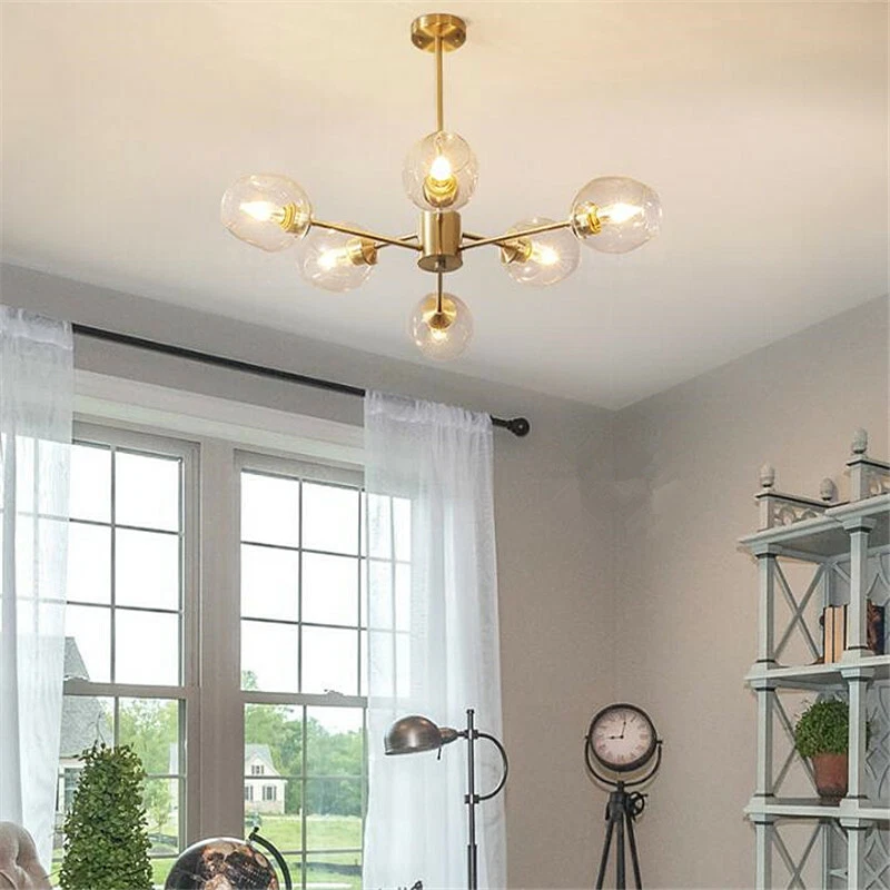 Molecular Glass Chandelier 6-Light Pendant Light Hanging Ceiling Fixture Lamps - Image 4 of 4