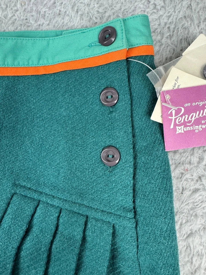 Falda Penguin by Munsingwear para mujer talla 8 de lana y viscosa nueva con etiquetas acento plisado verde Foto 2 de 4