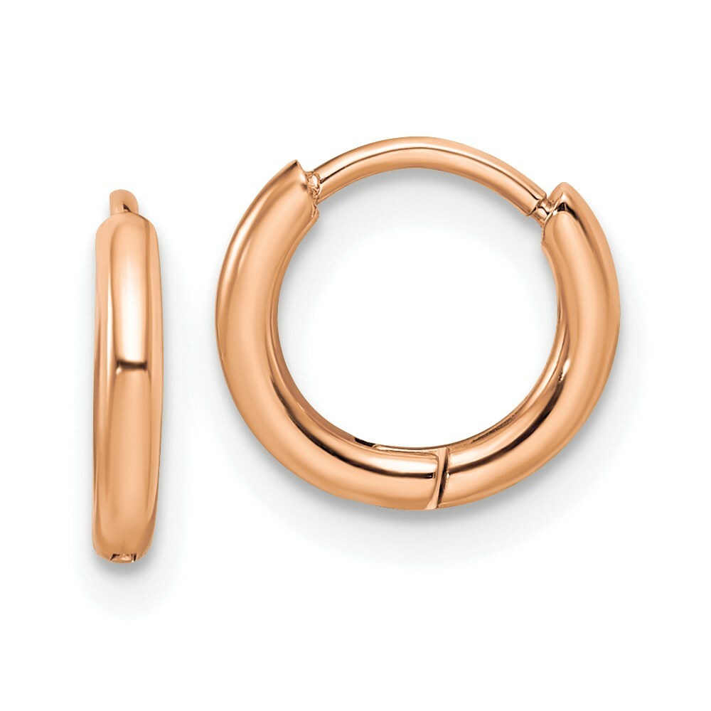 Серьги-кольца на петлях диаметром 16 мм из полированной нержавеющей стали розового цвета с IP-покрытием 6690₽