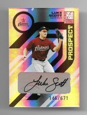 146/671 luke scott 2005 donruss elite autograph true rookie card auto rc #194. rookie card picture