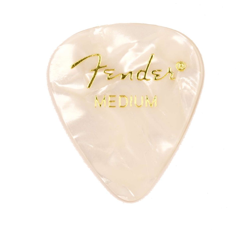 Genuine Fender® 351 Premium Picks, 12 pack, White Moto Medium 198-0351-805