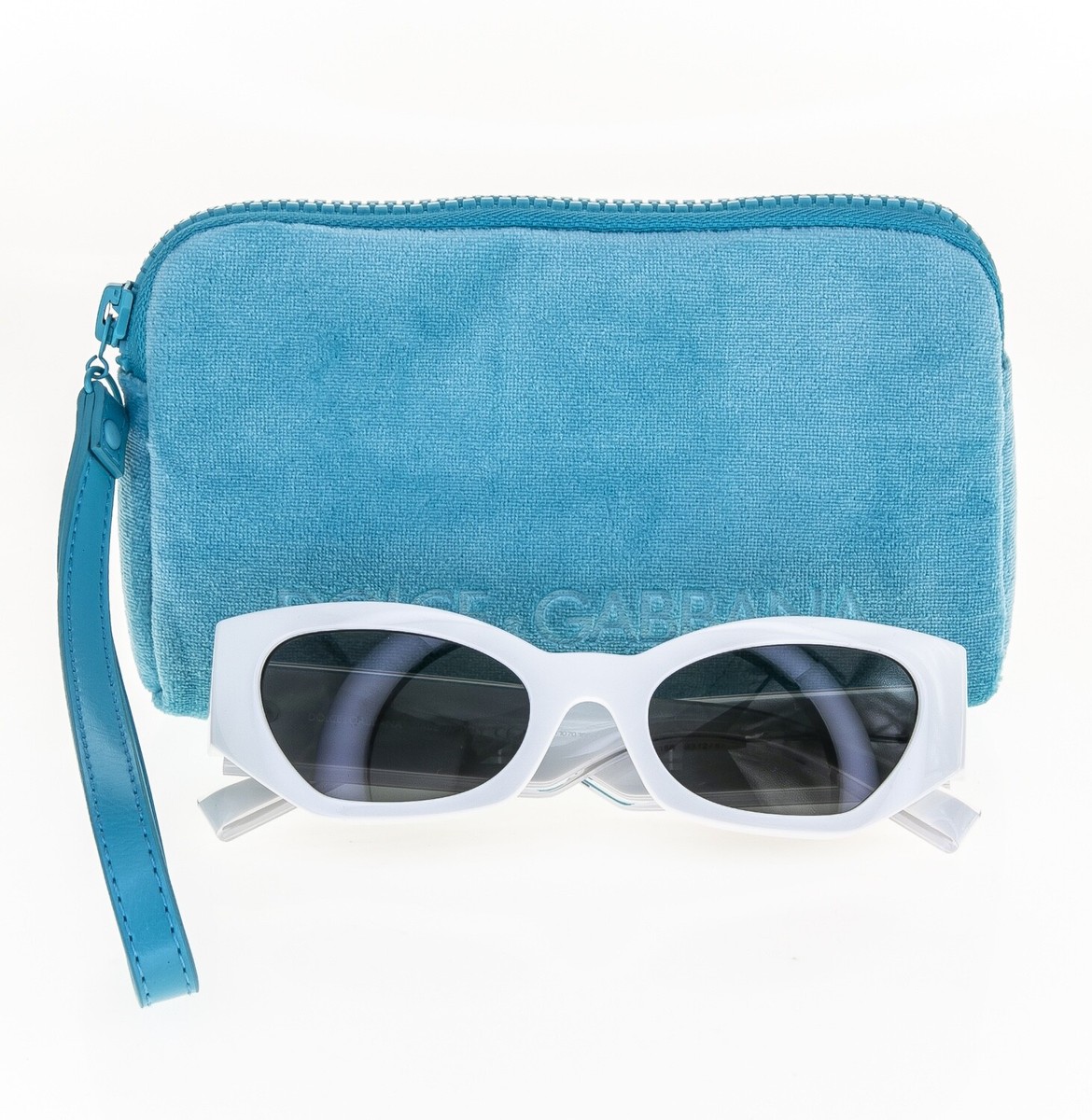 DOLCE & GABBANA ELASTIC White Gray Crystal Logo DG6186 Pouch
