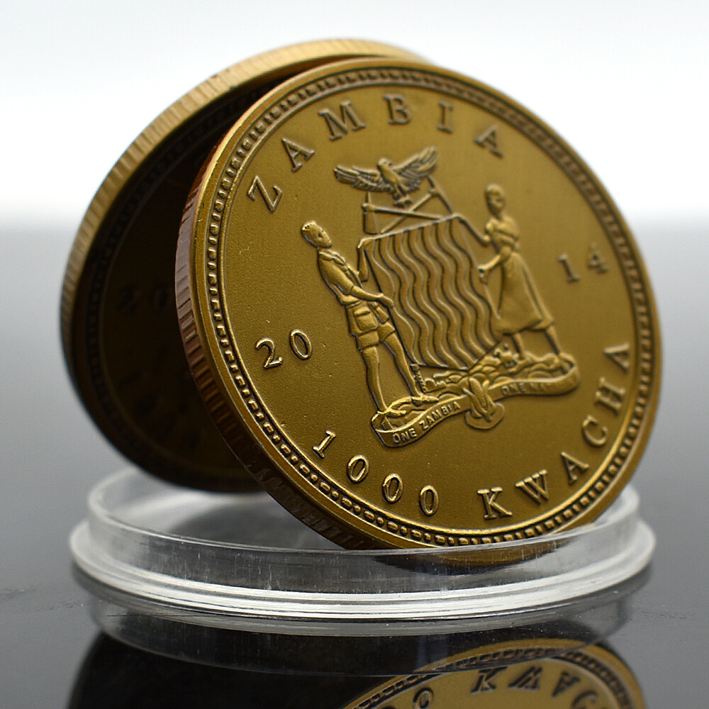 Africa Grevy's Zebra Golden Coin 2014 Zambia 1000 Kwacha