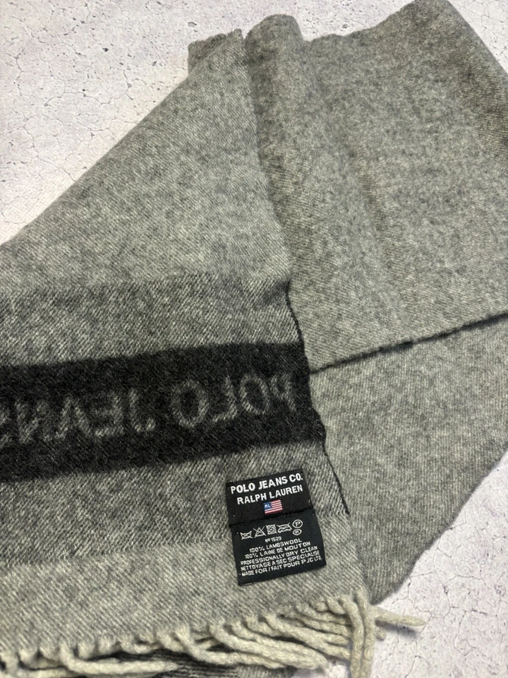 Polo Jeans Company Ralph Lauren Scarf 100% Lambswool Grey Color - Image 2 of 2