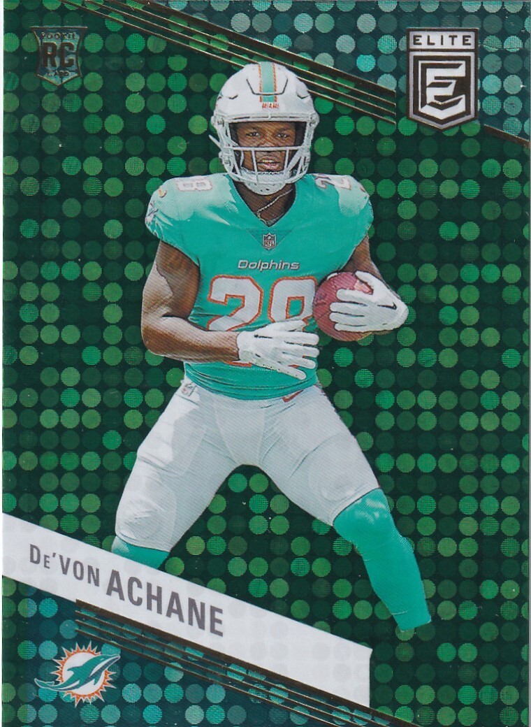 2023 Donruss Elite Devon  De'Von Achane RC Green Disco #132 Miami Dolphins