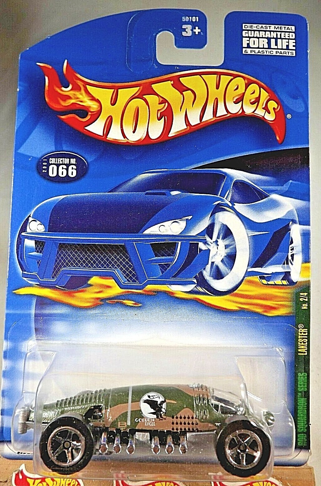 2001 Hot Wheels #66 Rod Squardron Series 2/4 LAKESTER Camo Green w/Chrome 5 Sp